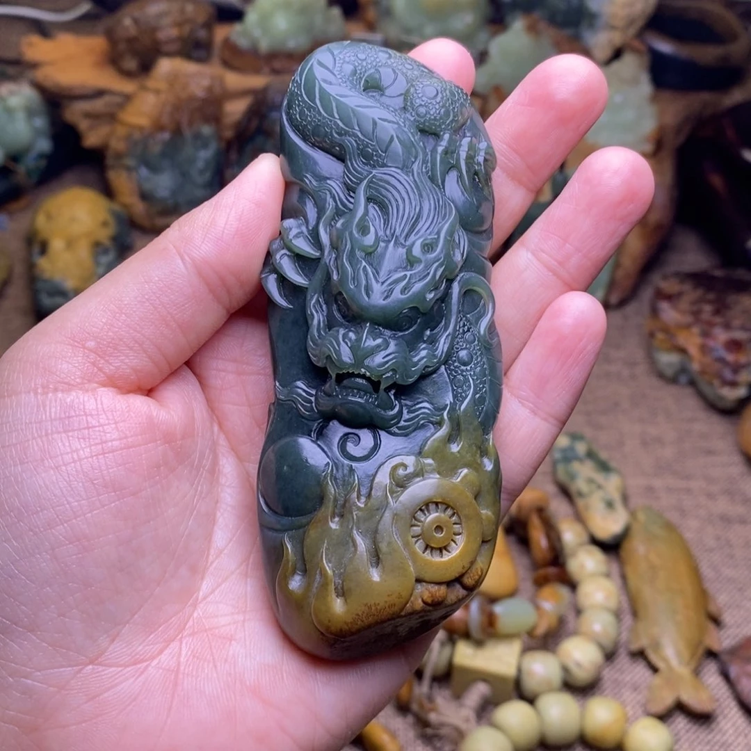 事***意岫岩河磨玉（透闪石质玉）未镶嵌把件