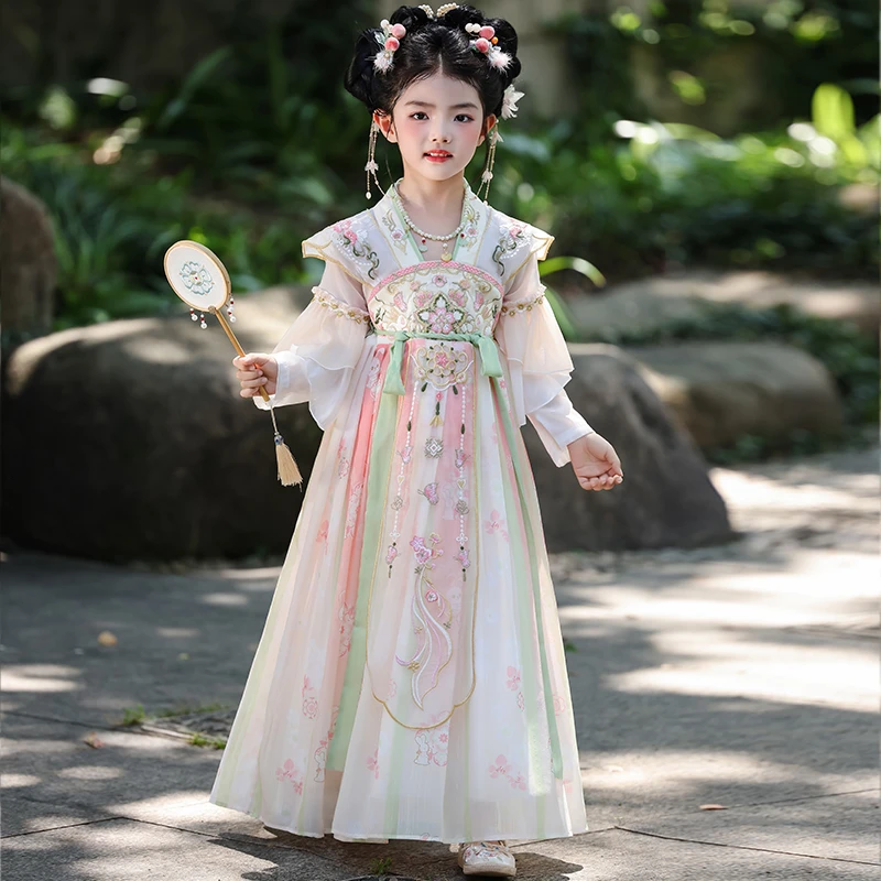 女童汉服国风古装春秋2025新款儿童仙气小女孩长袖古风唐装连衣裙