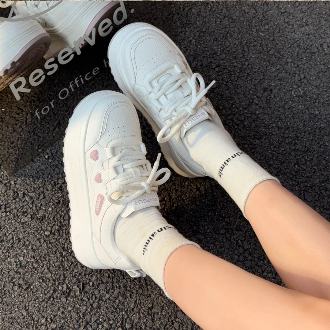 超轻发泡底|秋实大码女鞋40-43码小白鞋厚底8837休闲百搭单鞋