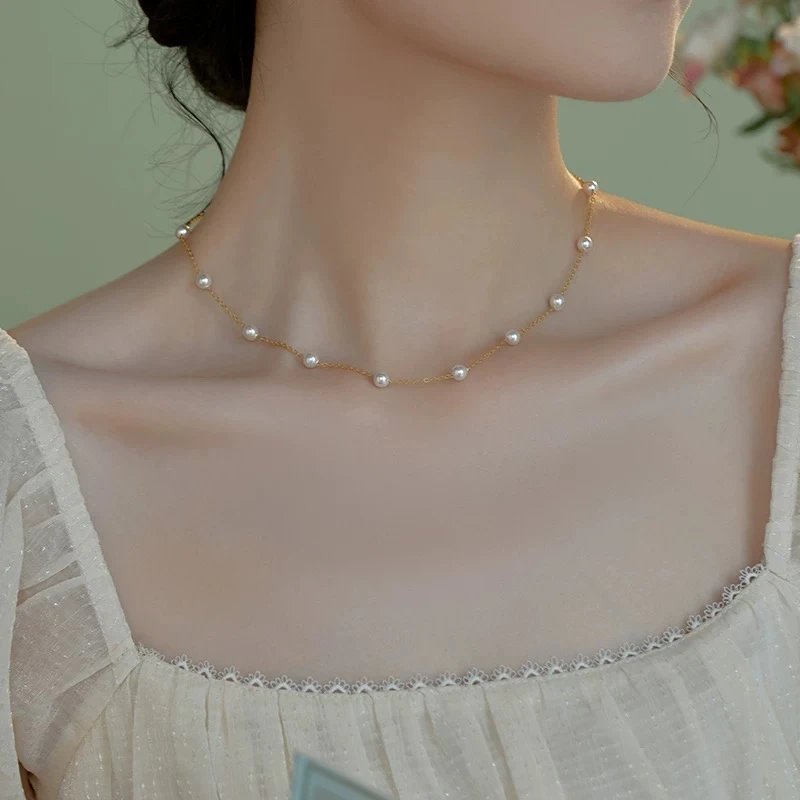 【呦呦】5-6mm夏季满天星项链925银链法式 贝珠