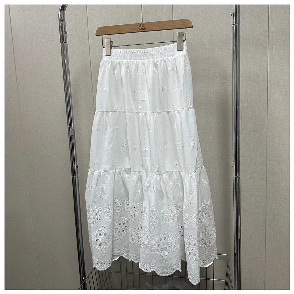 1Q001春夏新款松紧腰女士镂空半身裙