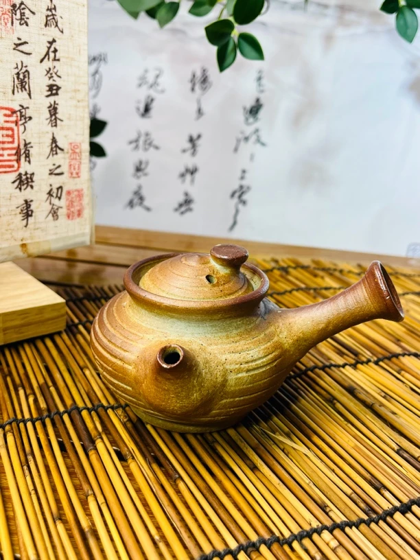 细泥柴烧茶壶手工泡茶壶功夫茶具云南腾冲火山泥柴烧软化水侧把壶