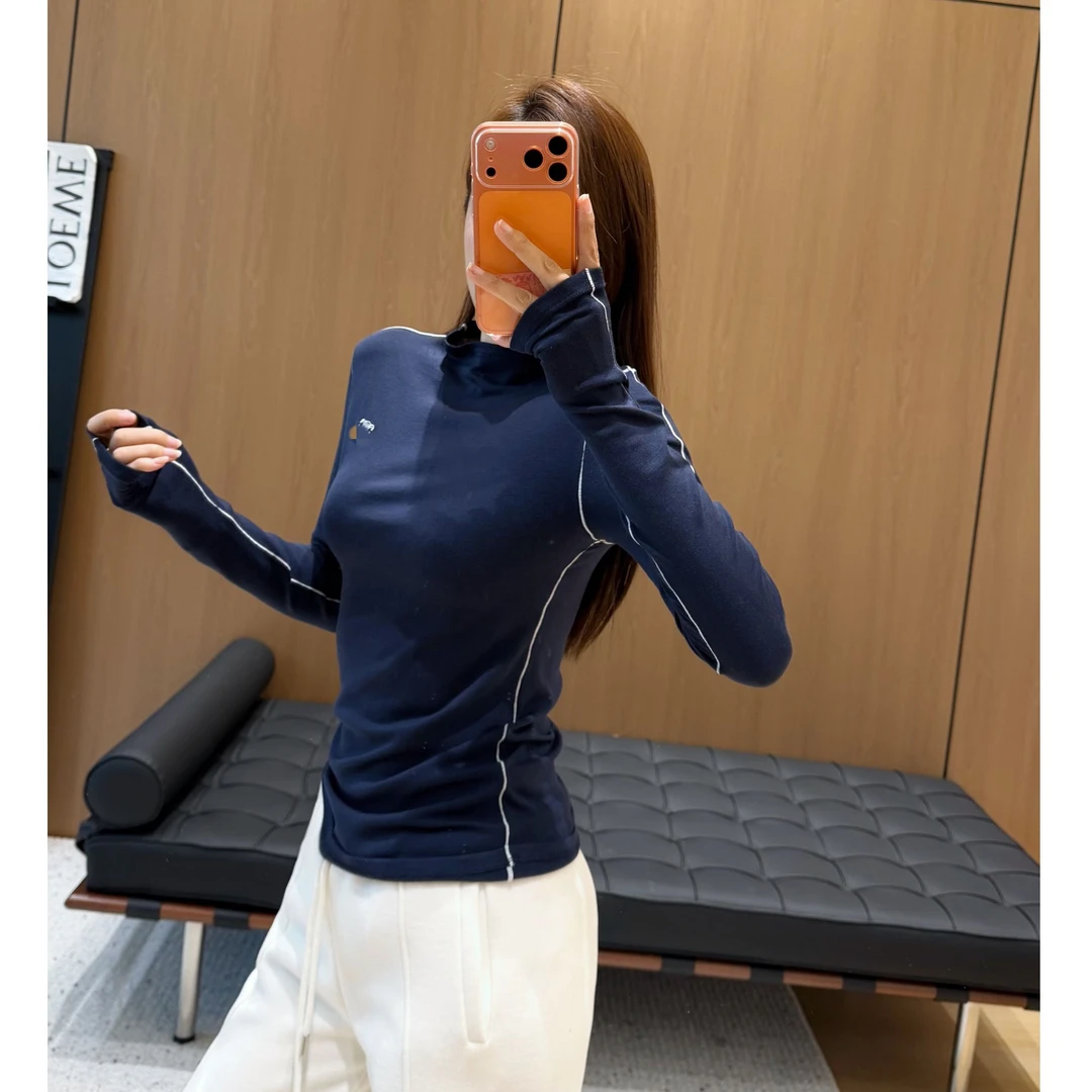 【SEVENWANG】南油｜25秋冬新款天丝羊毛拼接刺绣长袖打底T恤K2307