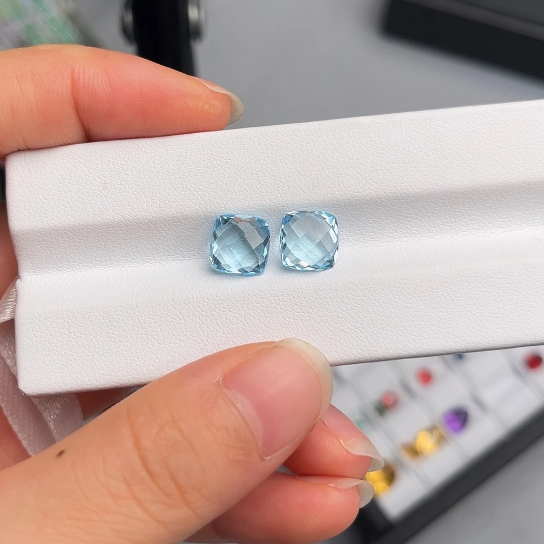 海蓝宝石裸石天然一对6.5克拉