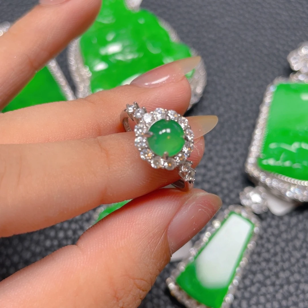 【闪购商品】翡翠银S925镶嵌吊坠(不含链)翡翠