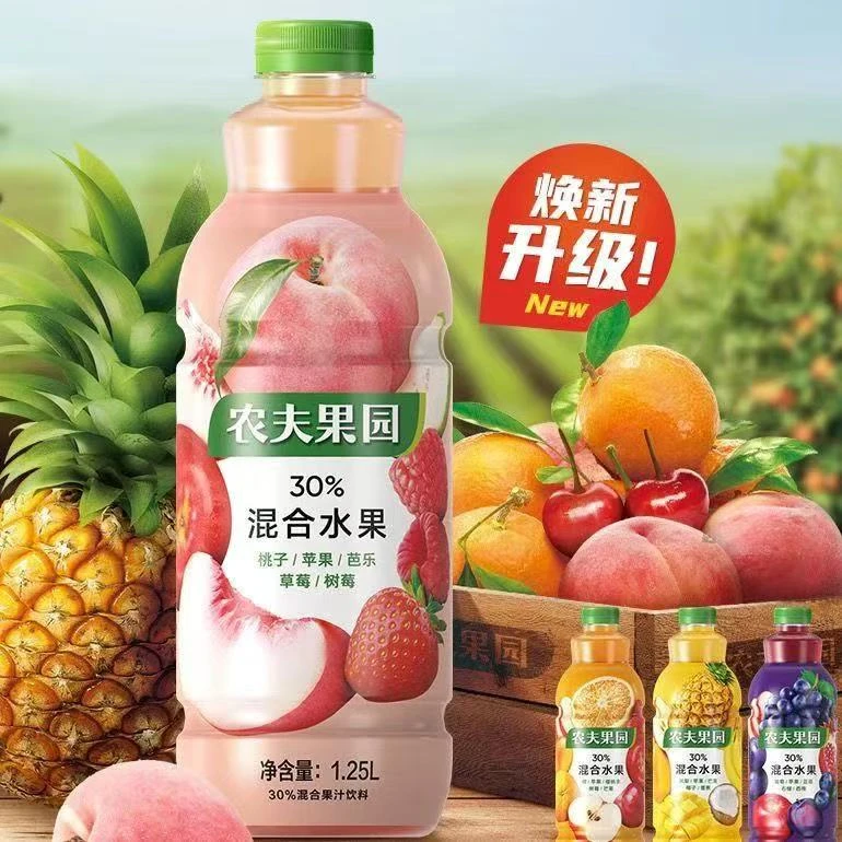 农夫山泉农夫果园30%混合果汁饮料1.25L大瓶宴席装多口味饮料临期