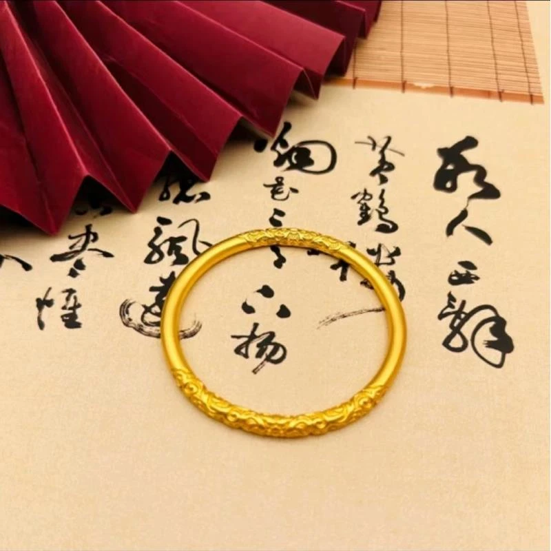 手镯 卷草纹手镯  婚嫁礼物金色手镯