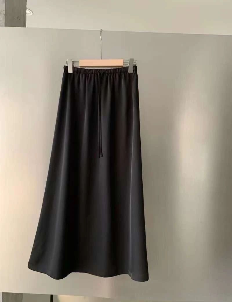 2025【蕾蕾家】夏季时尚洋气极简韩系高腰百搭黑色半身长裙