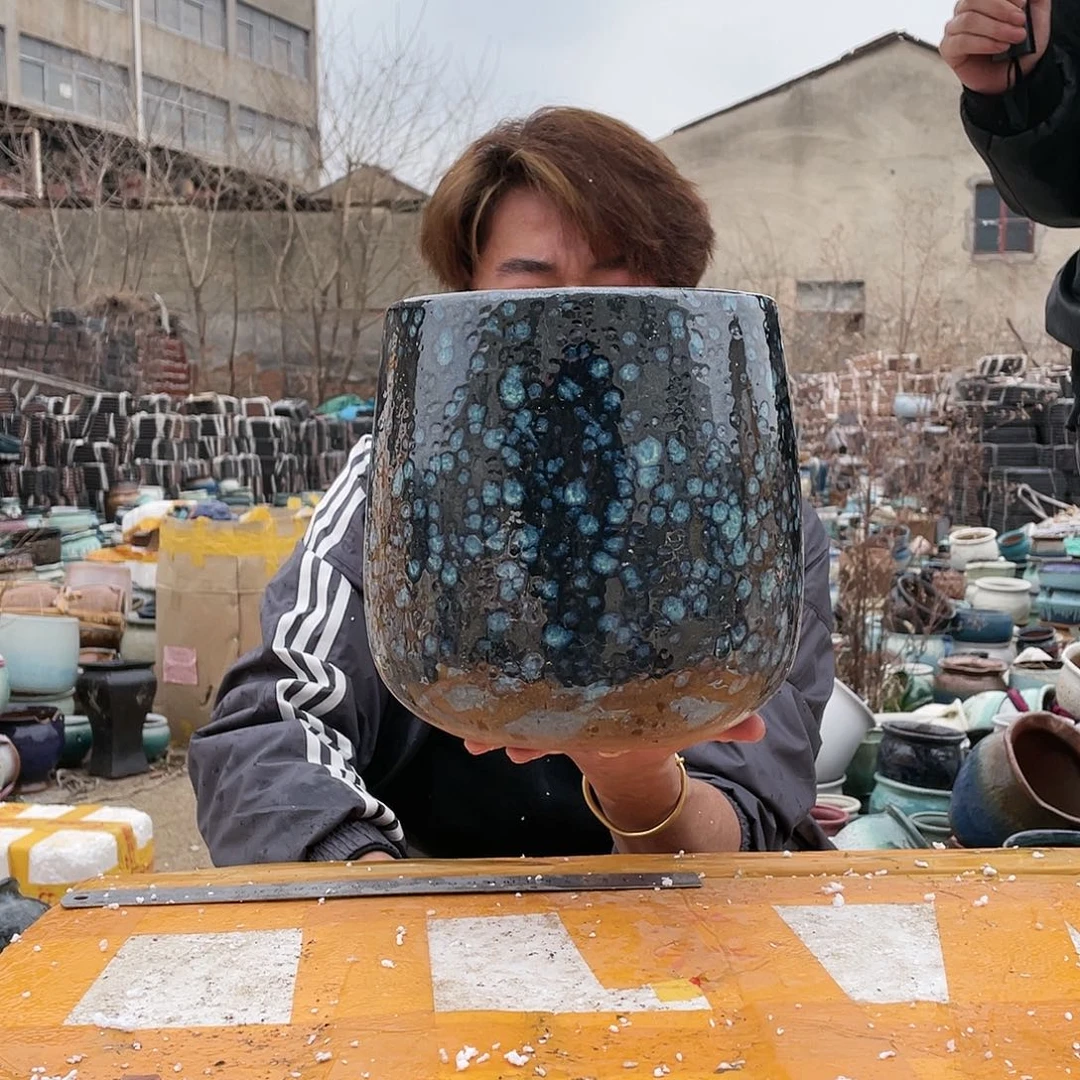 无铅玻璃宜兴紫砂花盆