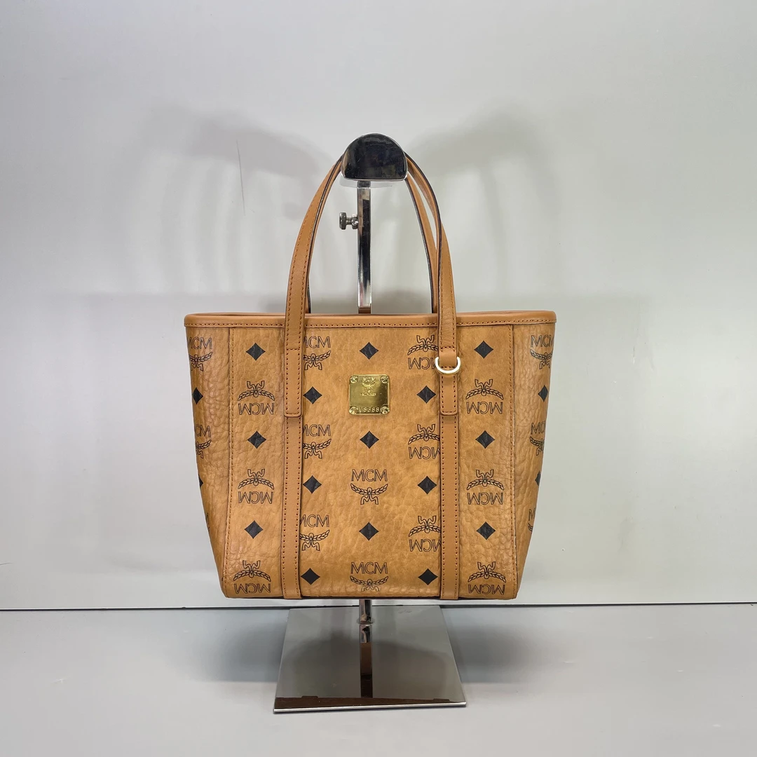 95新 MCM mcm干邑色菜篮子19*17*8cmE030608