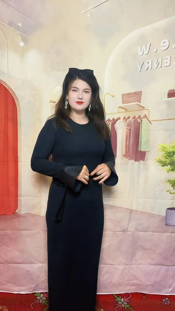 圆领秋季旗袍褶皱女装长袖拉链女士气质连衣裙街头风
