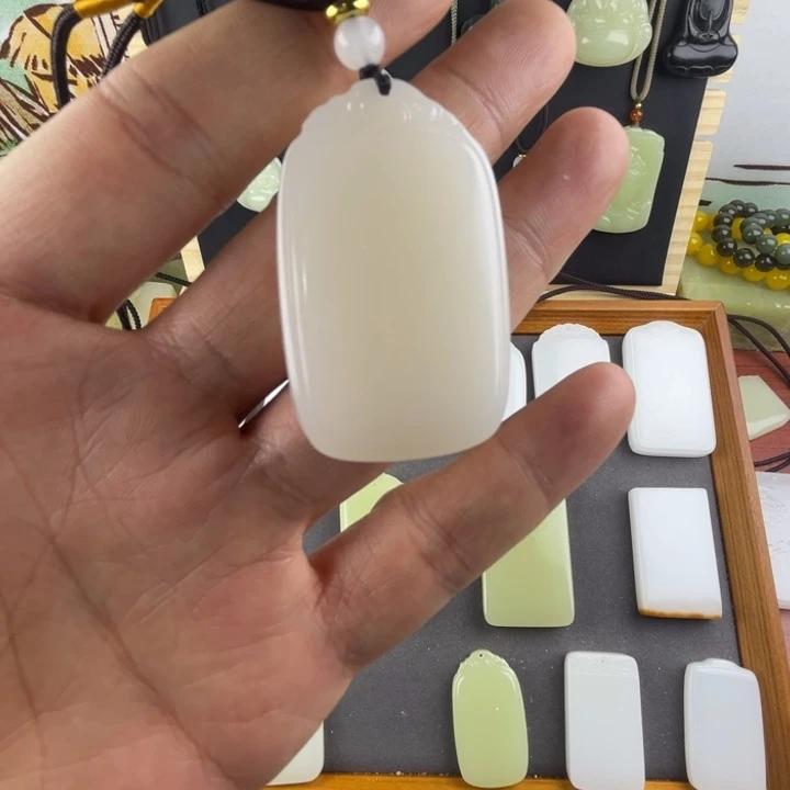 力***澜玉平安无事牌白35精品祥云福利