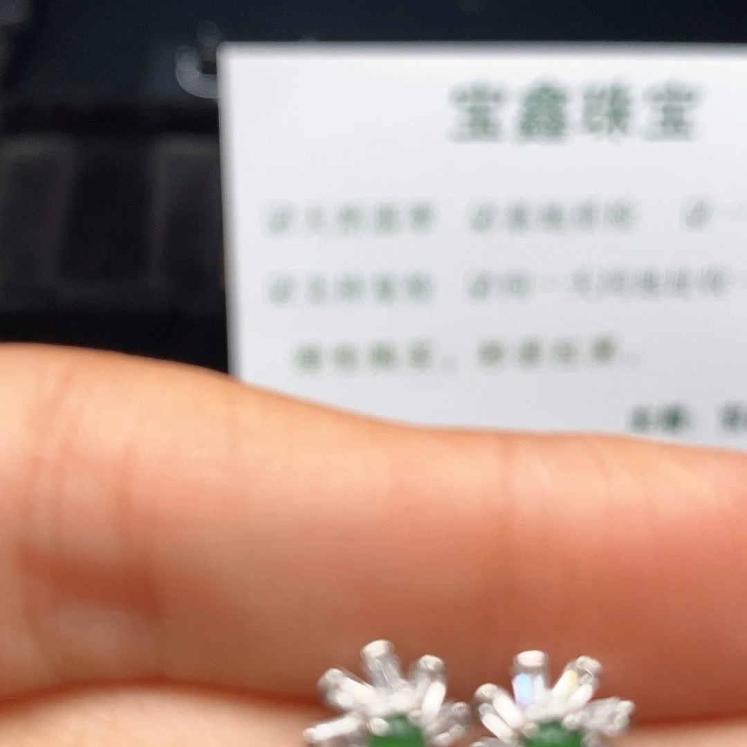 翡翠银S925镶嵌耳饰翡翠