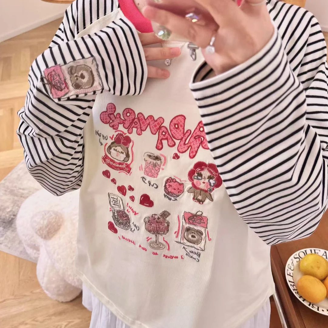 秋冬打底衫pandawarks熊猫纸袋25341新款休闲时尚重工卡通刺绣