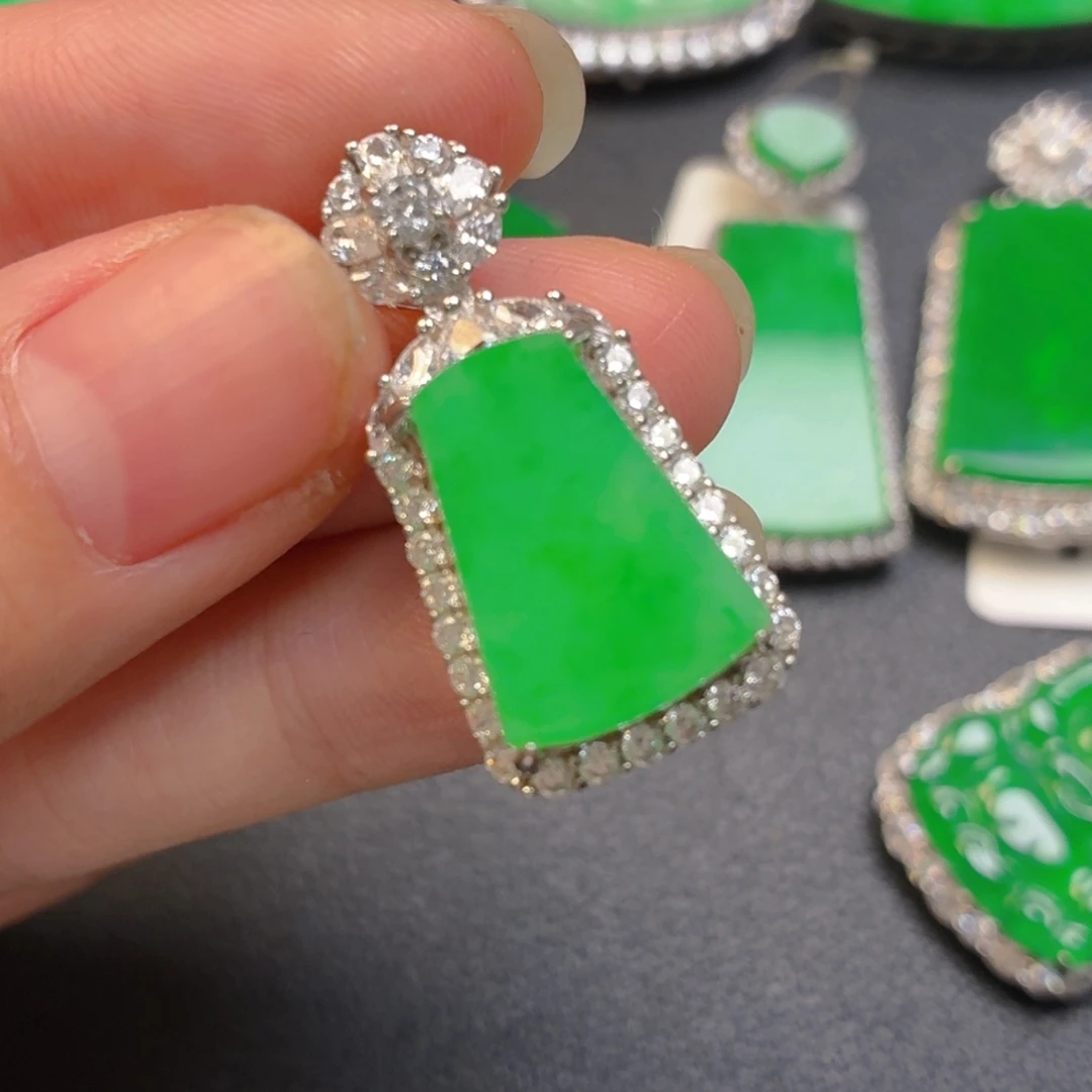 翡翠银S925镶嵌吊坠(不含链)