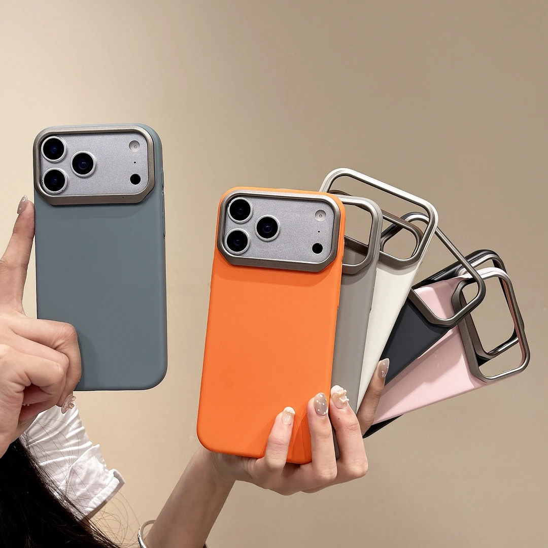 菲菲猪PC肤感纯色刀锋镜头iPhone17promax橙色手机壳全包硬壳新款