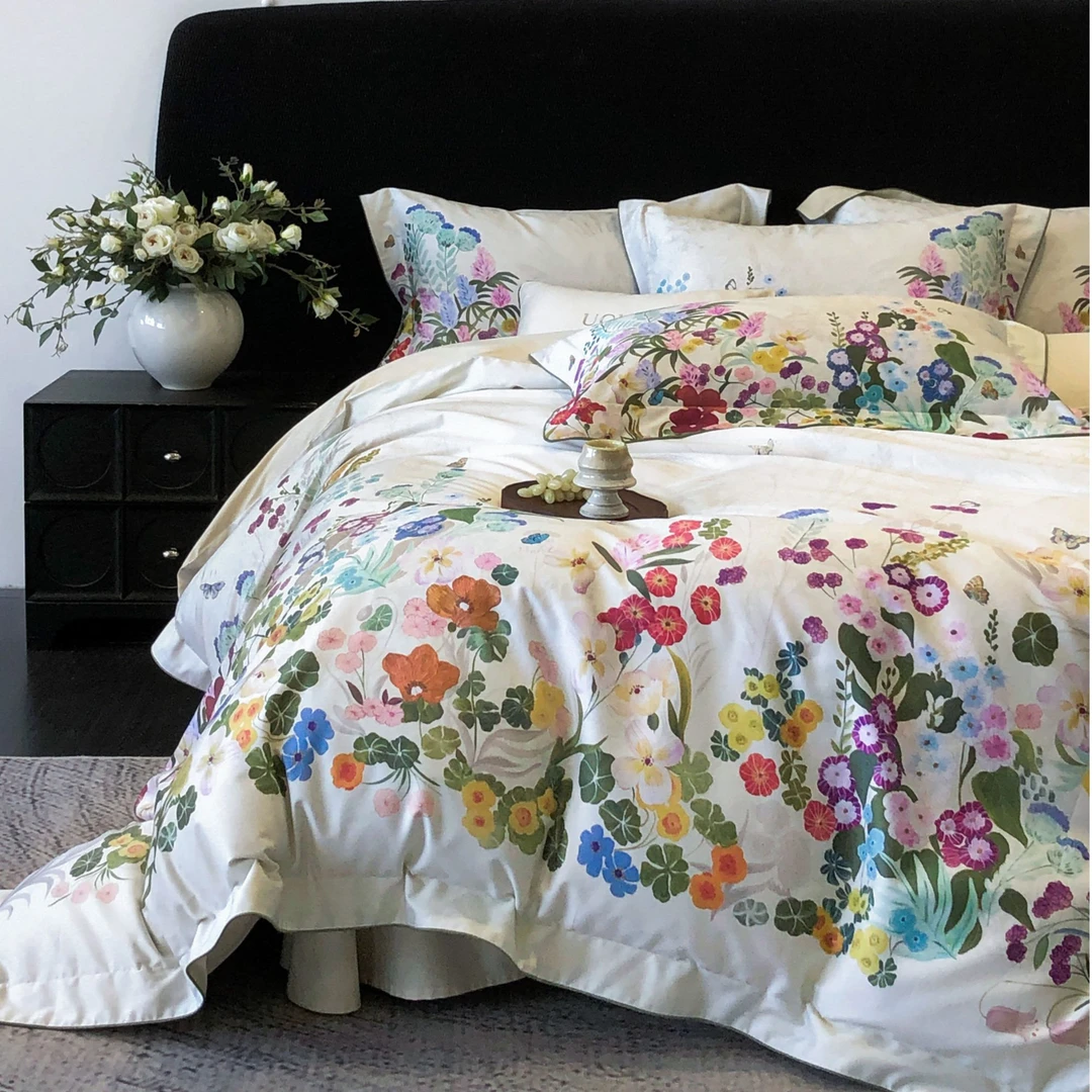 蝶舞芳菲 长绒棉数码印花四件套简约轻奢四季可用被套床上用品