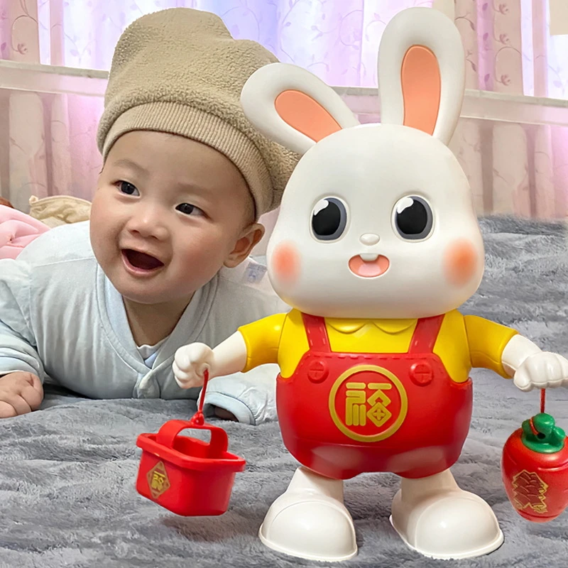 会唱歌跳舞电动小福兔宝宝训练抬头练习婴儿玩具