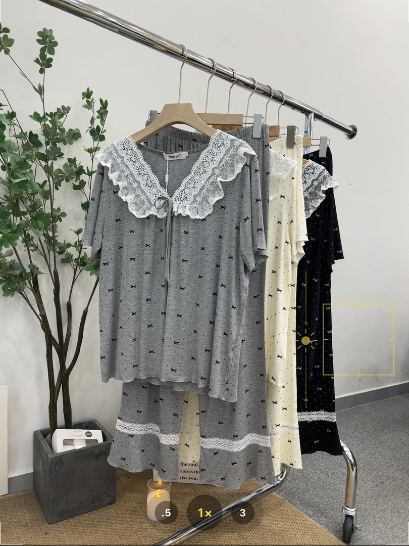 【七安倩】蝴蝶结波点家居服套装5612