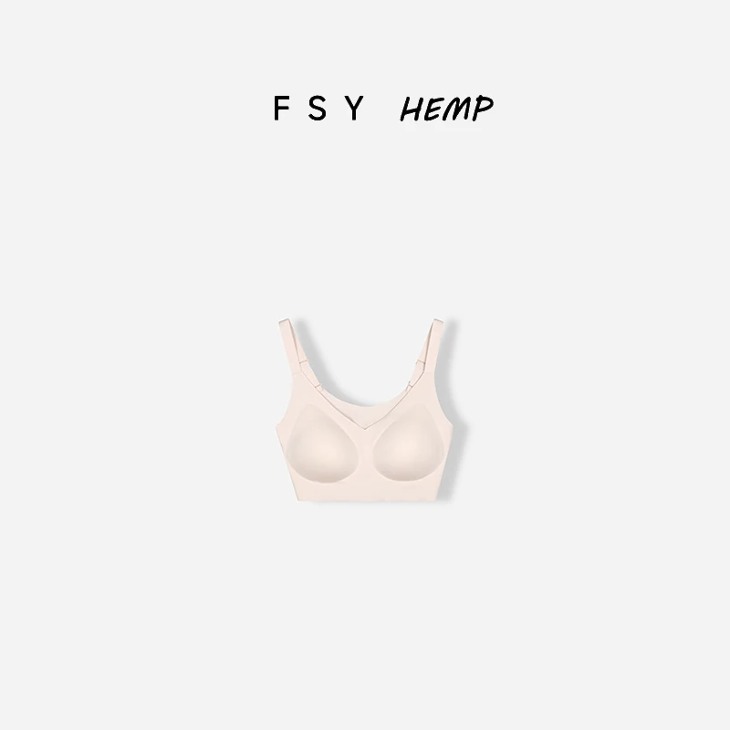 汉麻长绒棉文胸美背乳胶无钢圈内衣女薄款胸罩大胸防下垂FSY50383