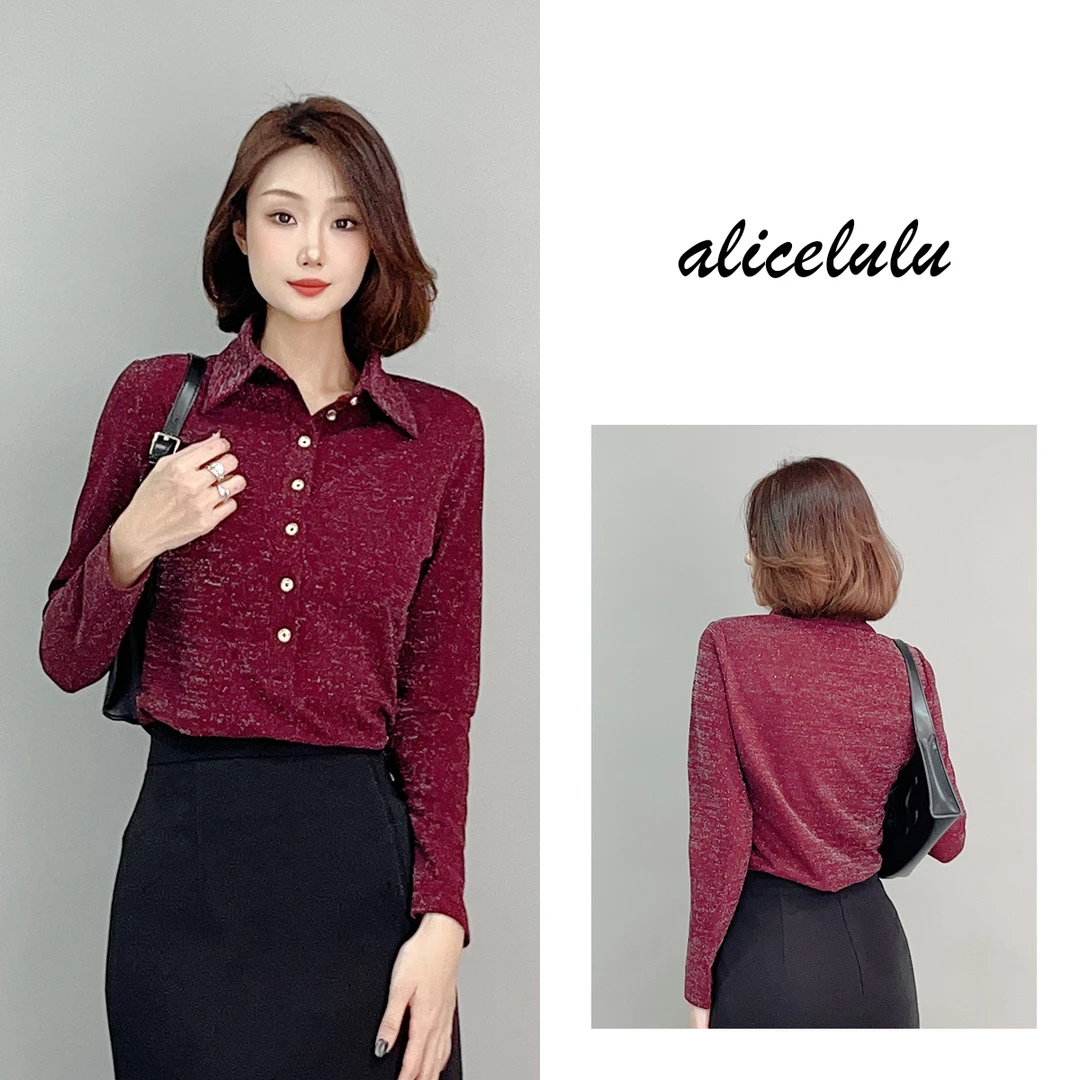 5 ALICE 纤纤身姿衬衫 细闪迷人 时髦翻领 S2141711E