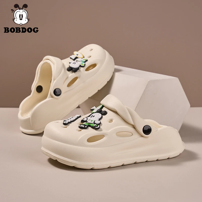 巴布豆儿童洞洞鞋2025夏季新款卡通男童户外防滑软底女孩凉包头拖