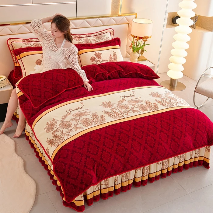 8.5斤加厚牛奶绒四件套2025冬季新款加绒被罩双面绒绒被套件