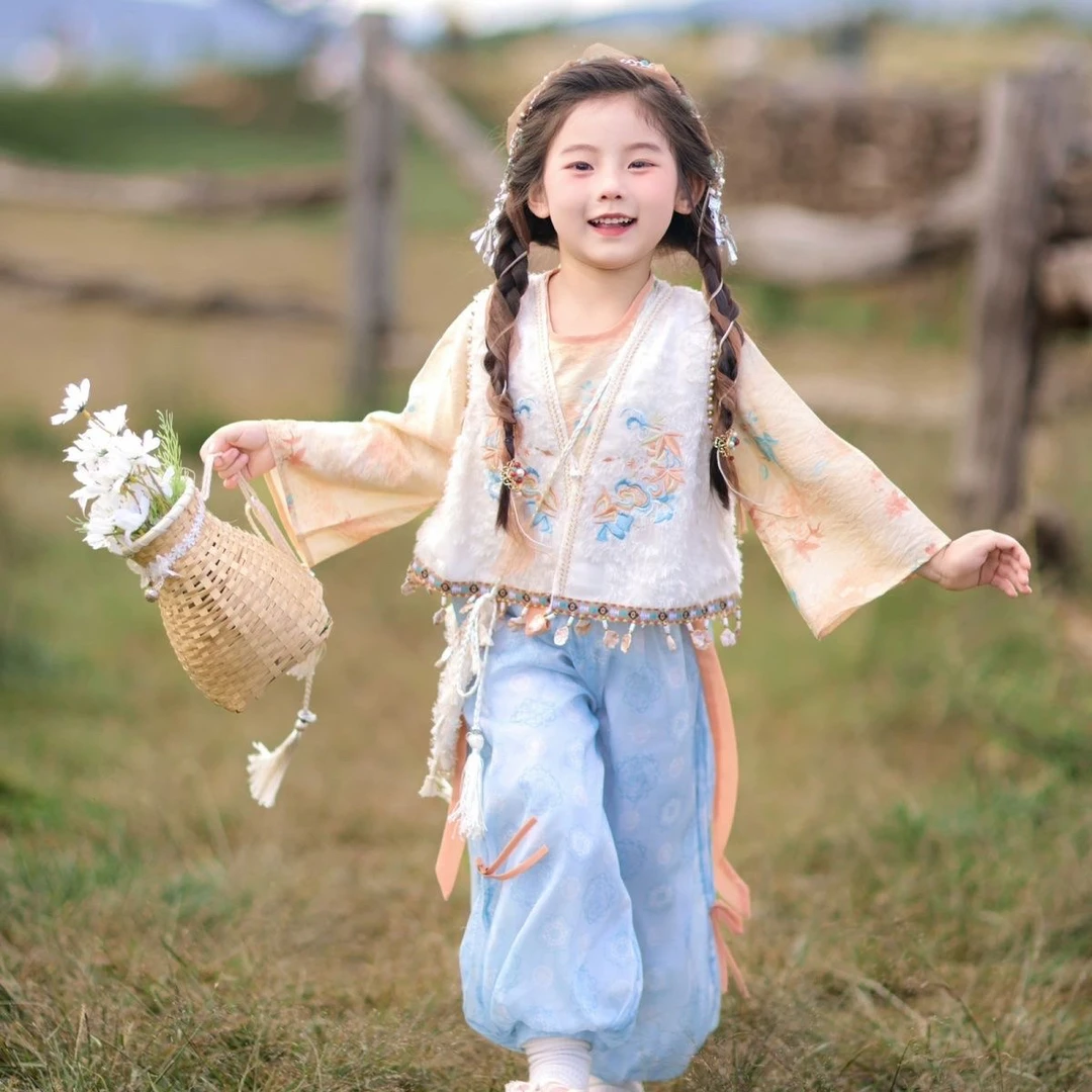 女童汉服秋季新中式古风古装女孩中国民族风唐装套装