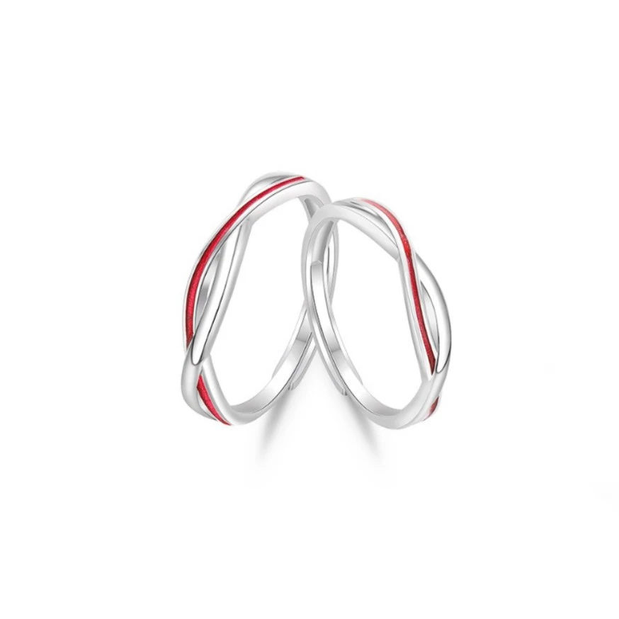 足银戒指 s999纯银莫比乌斯月老红线戒指新中式国风可调节高级感