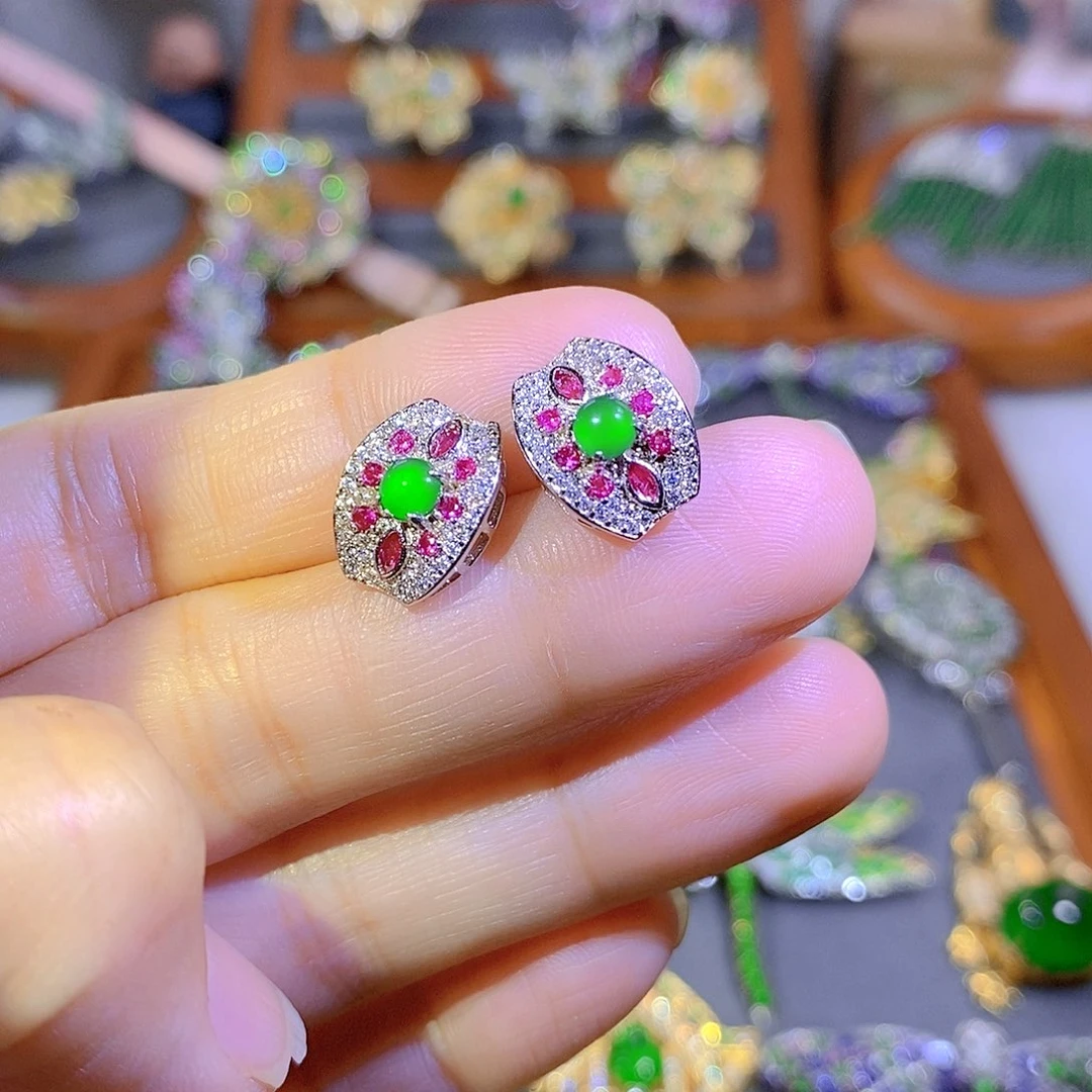 颈饰银S925镶嵌翡翠