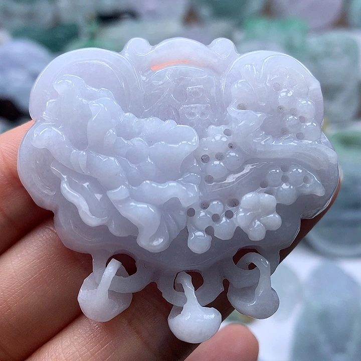 翡翠未镶嵌颈饰花开富贵如意锁福利