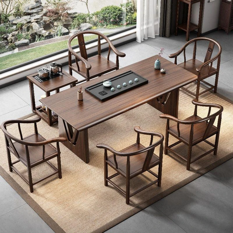 茶台茶桌椅实木组合云书大板乌金木客厅办公一体茶桌茶台一整套