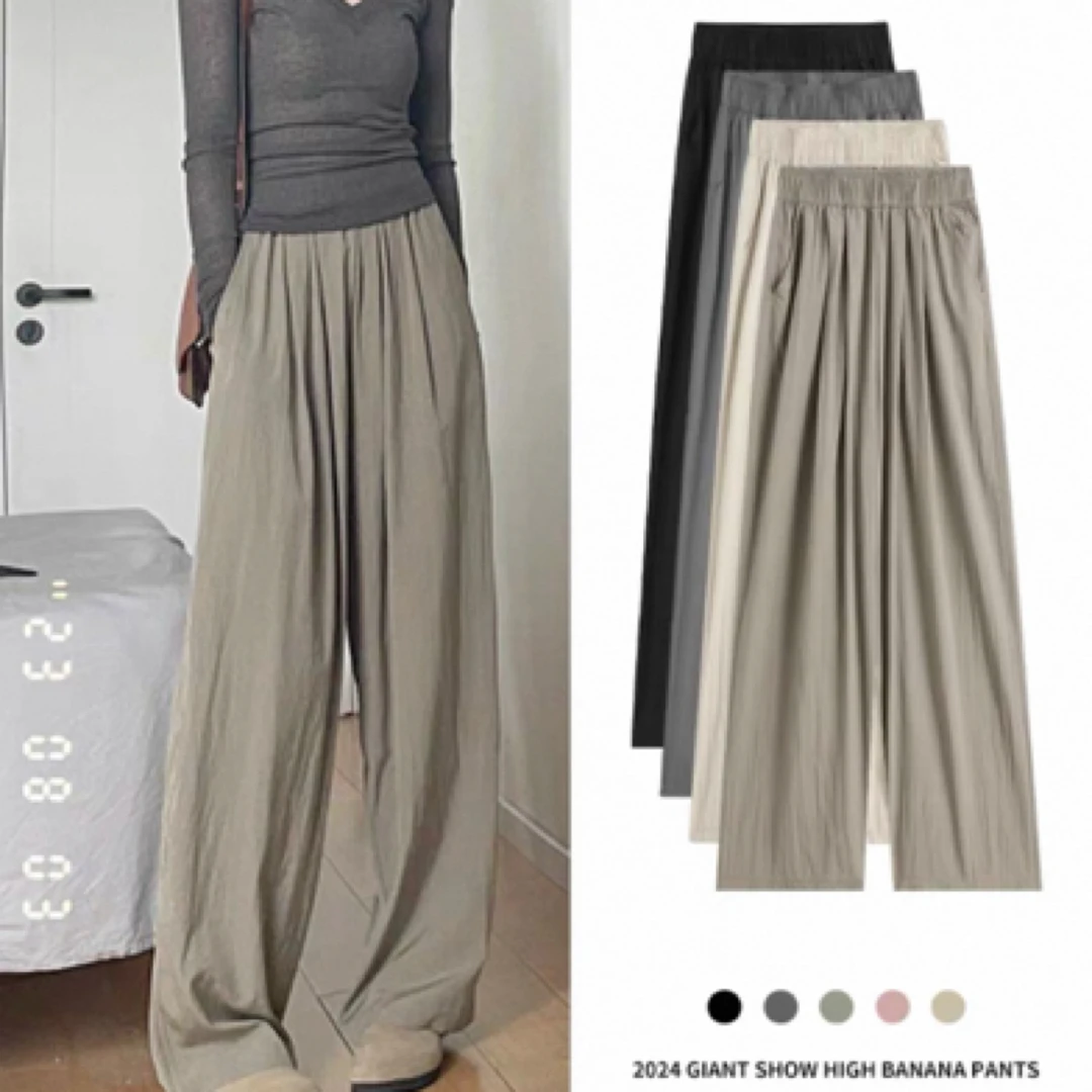 夏季新款女士高腰垂感慵懒风直筒阔腿山本裤