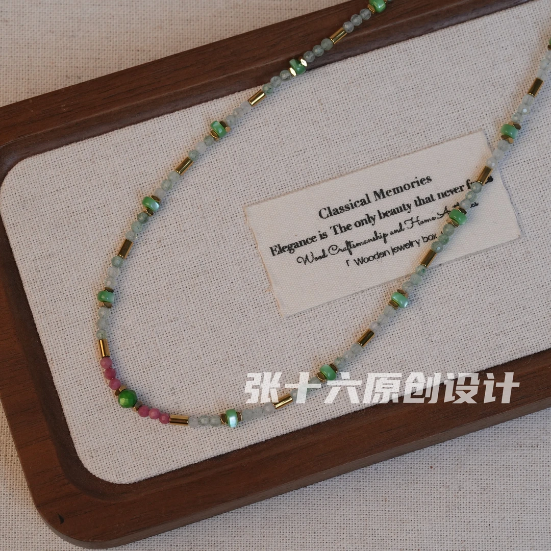 钛钢项链 [绿点]张十六原创设计手工串珠百搭复古小众法式气质女