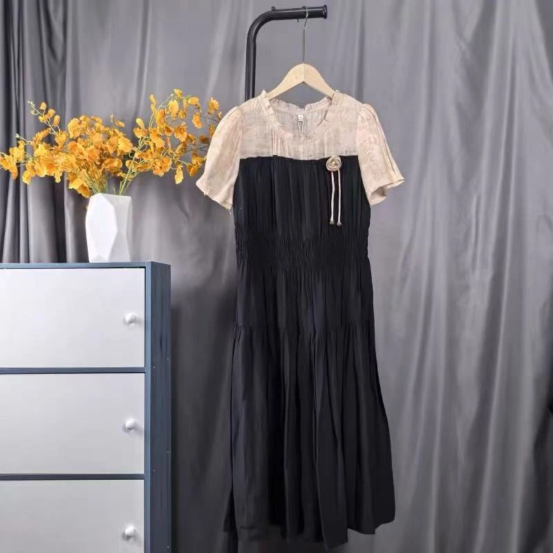 【JX233】麦多多专属百搭洋气款夏季短袖中长款连衣裙