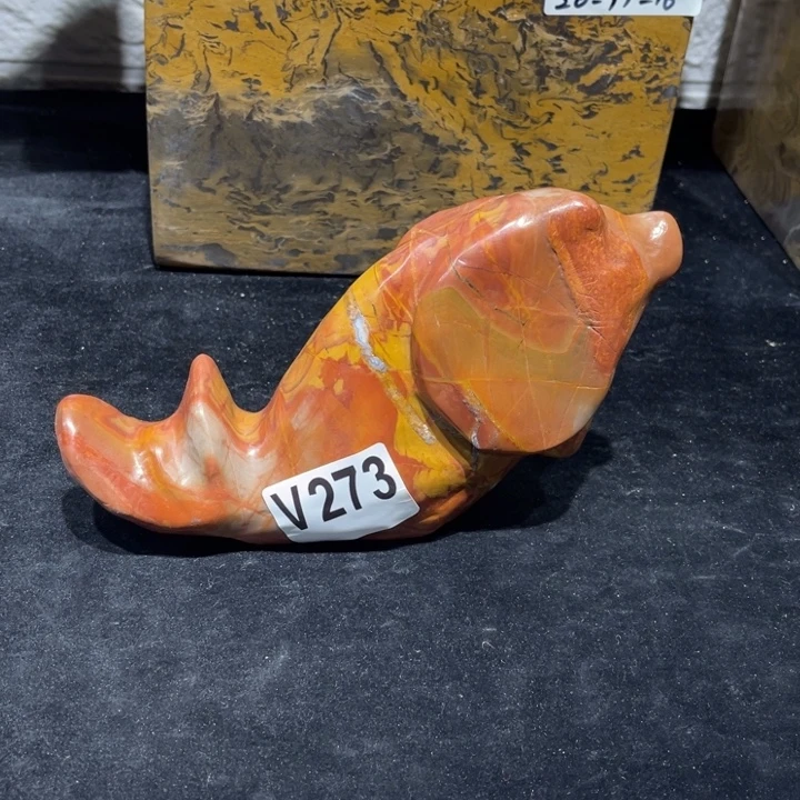 用***4玉化象形鱼彩色灵璧石