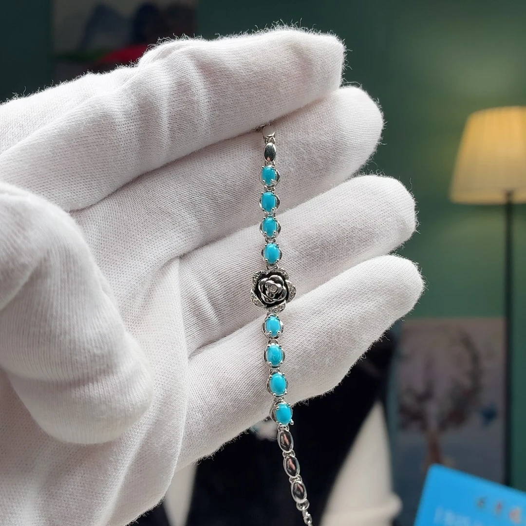 绿松石银S925镶嵌颈饰