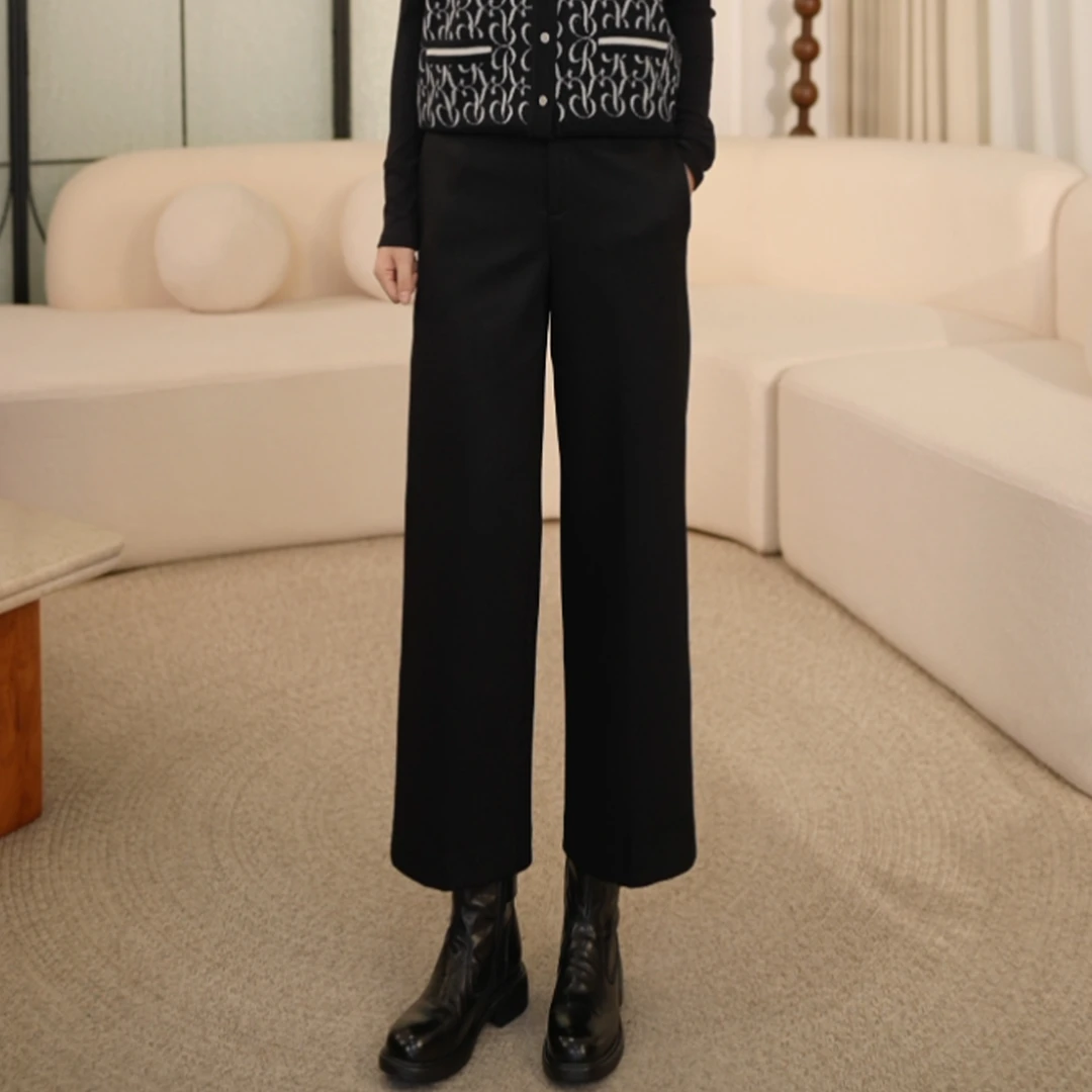 枫竺阿楠anan高级通勤风中高腰九分羊毛休闲裤西裤女秋简约长裤