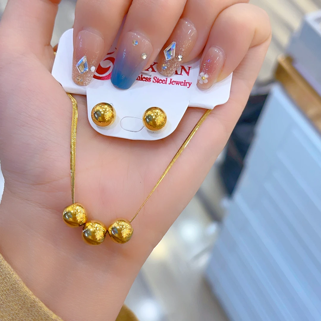 钛钢项链 1041新款两件套首饰耳环项链爆款时尚饰品