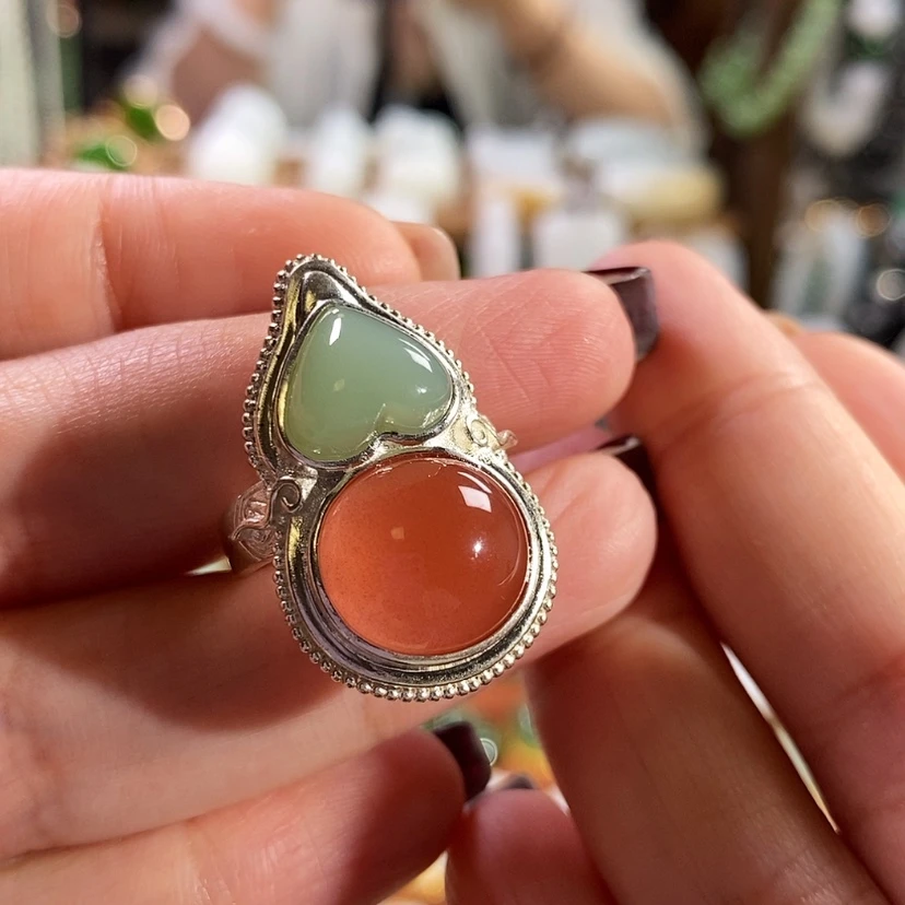 【闪购商品】银S925镶嵌戒指南红玛瑙