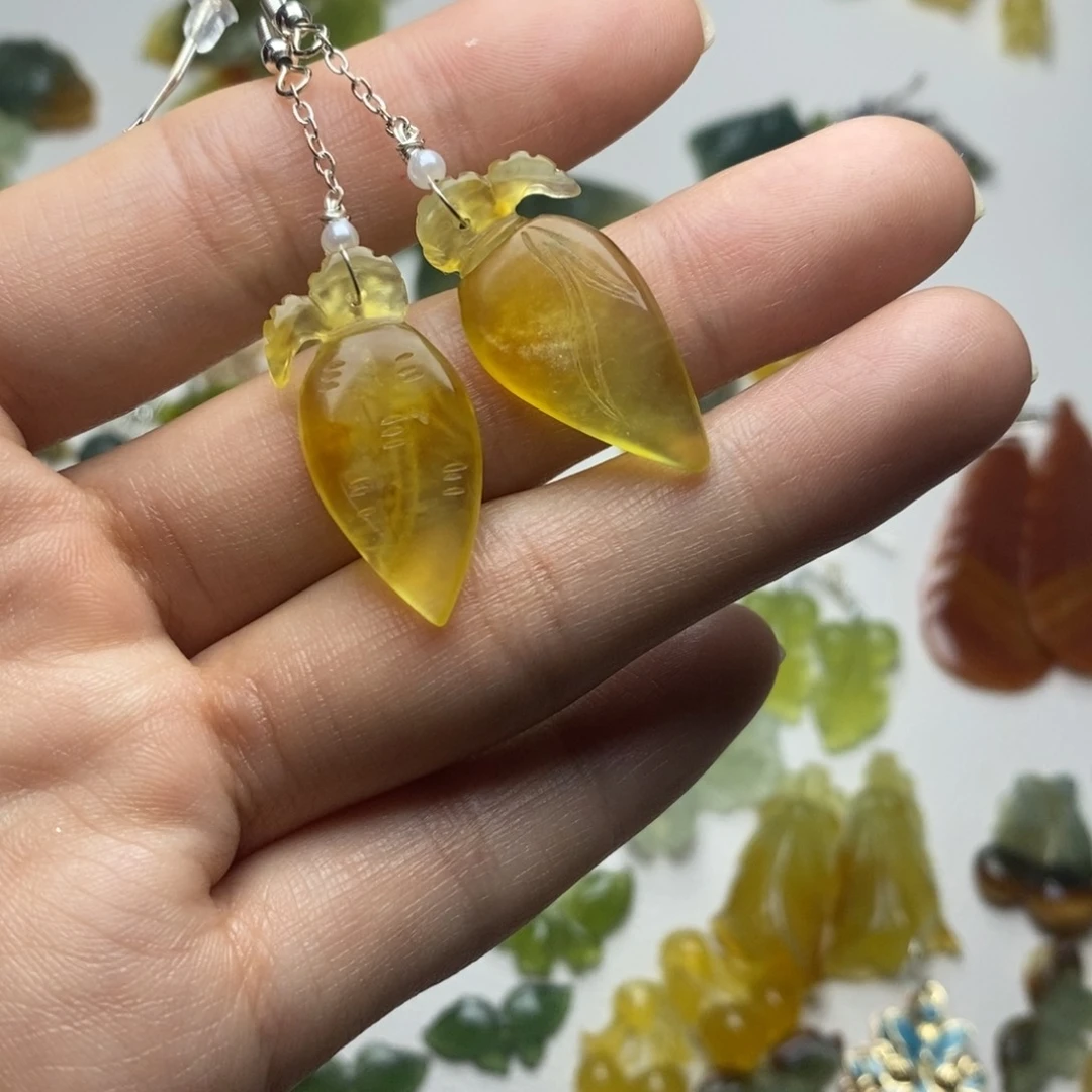 蛇纹石玉未镶嵌耳饰/颈饰小***阳