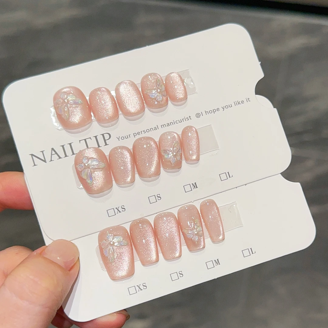 【蝴蝶 】轻奢纯手工清透感穿戴甲显白可拆卸穿戴式美甲