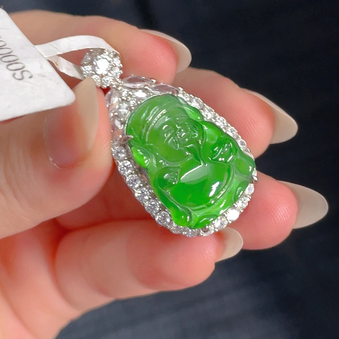 翡翠银S925镶嵌吊坠(不含链)