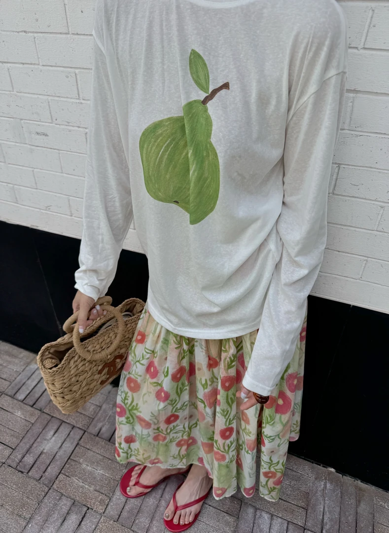 （王老急）6320水果印花防晒T恤薄款打底衫