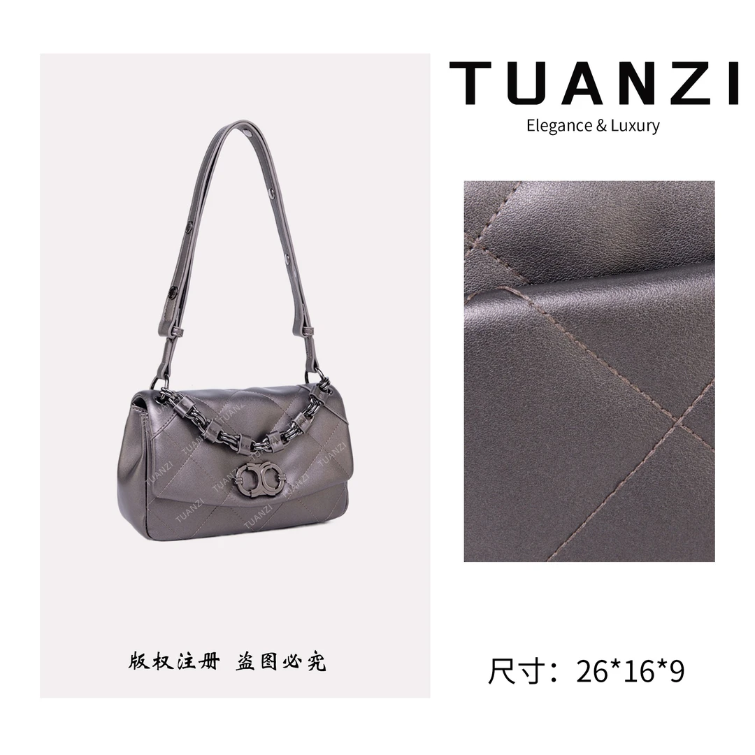 TUANZI『高端玩家』小众设计秋冬新款手提腋下包 QYX-6055-枪色
