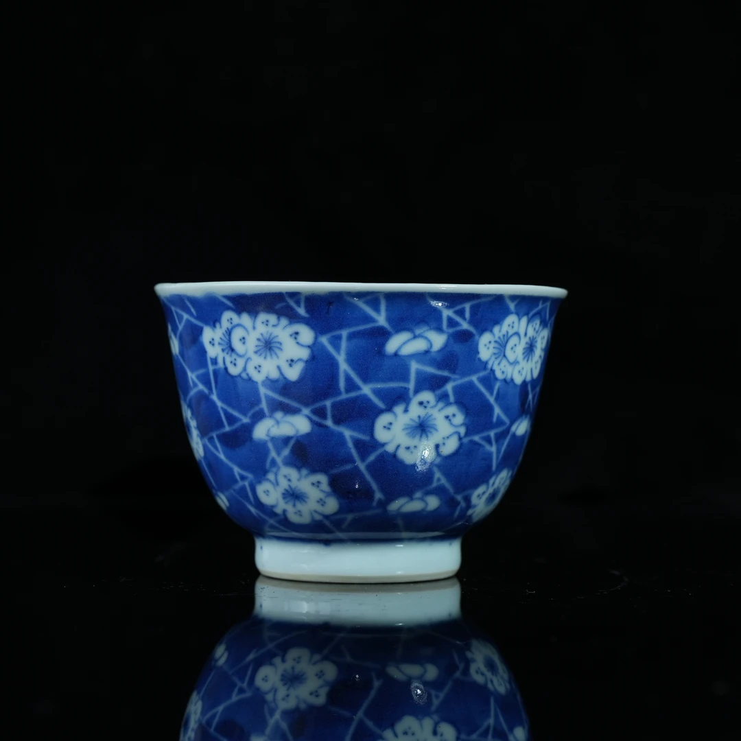 lot14950 5118 清道光 青花冰梅压手杯 D:9