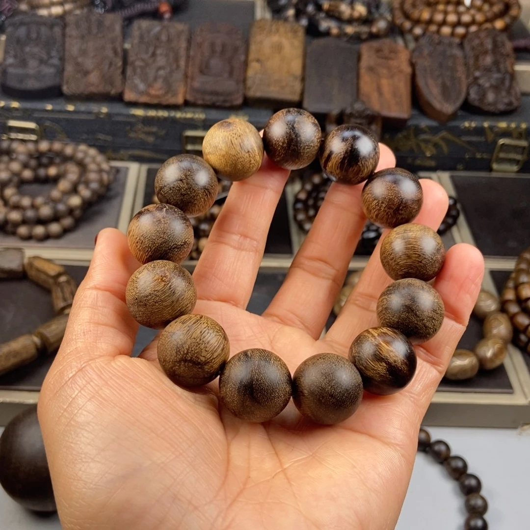 沉香手串贺*越南芽庄白棋虎斑留疤