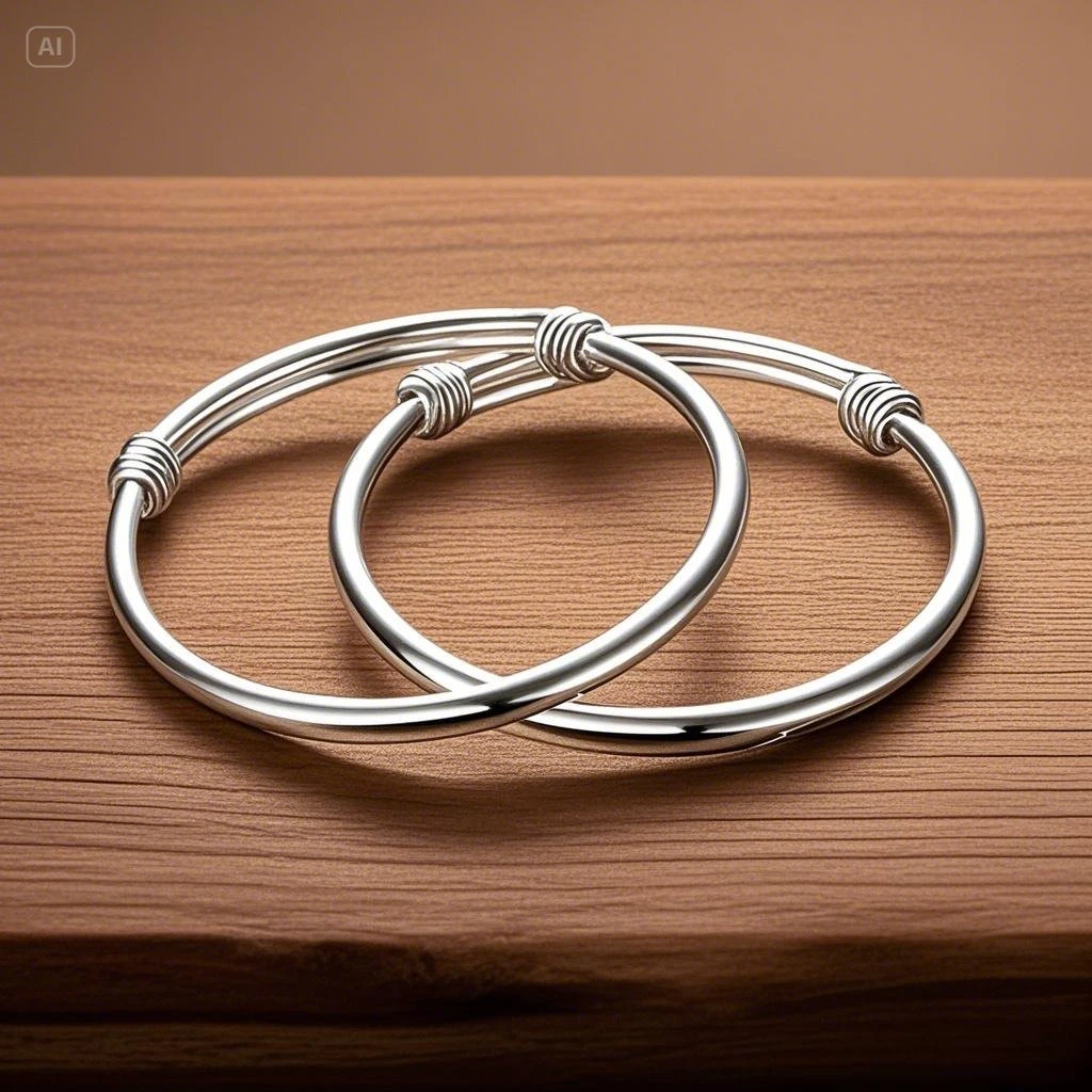 足银手镯 足银手镯 26号 甜甜圈宝宝镯实心足银手镯