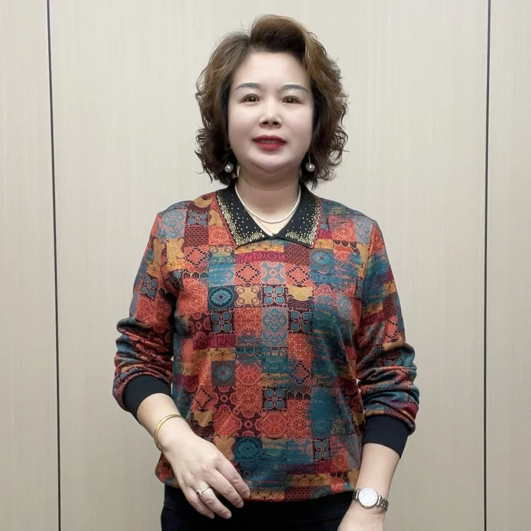 2025秋季时尚中老年长袖弹力气质女装宽松显瘦百搭休闲妈妈装