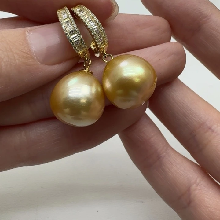 银S925镶嵌耳饰海水珍珠